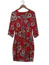 Vestido midi s.Oliver rojo casual minimalista vintage mujer talla 36