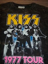 Camiseta estilo vintage KISS 1977 World Tour TIE-DYE HOMBRE MEDIANA NUEVA con ETIQUETAS METAL