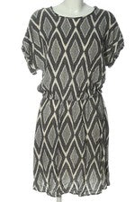 Vestido Karen by Simonsen manga corta estampado integral vestido midi viscosa negro 40