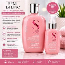 Alfaparf Semi Di Lino Champú Nutritivo y Líquido Desenredante Duo Set Cabello Seco