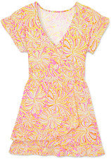 Vestido para mujer - Vestido floral estampado - Mini vestido - Mediano - Amarillo neón naranja