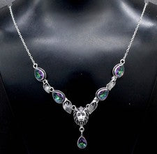 Collar de joyería de plata de ley 925 hecho a mano con piedras preciosas de topacio místico S-18"
