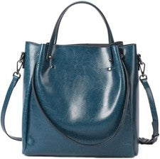 Bolso de Mano Para Mujer Grande Informal de Un Hombro Moda Mensajero Cuero de Vaca Bolso Azul