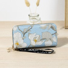 Bolso sin asas de cuero de moda para mujeres Cartera con cremallera de gran capacidad Bolso para teléfono celular