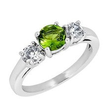 Anillo Piedra Natal Agosto Circonita Cúbica Verde Acero Inoxidable Banda Tallas 3-10