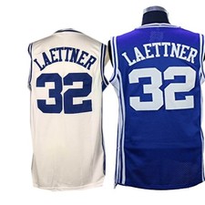 Camiseta deportiva de baloncesto estilo universitario retro personalizada #32 cosida Laettner azul blanco