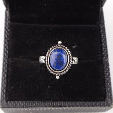 Anillo de joyería hecho a mano de plata de ley 925 con piedras preciosas de lapislázuli regalo para