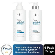Champú o acondicionador hidratante calmante Dove Scalp+ Hair Therapy 400 ml, paquete de 6