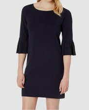 $280 Lilla P Para Mujer Azul Cuello Barco Manga Campana Tejido Suéter Mini Vestido Talla XS
