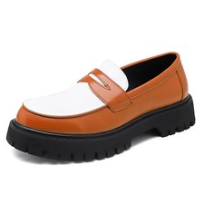 Mocasines informales de plataforma de cuero PU suave suela gruesa zapatos de vestir sin cordones para hombre