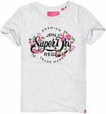 Superdry Mujer Camiseta Premium Script Floral Graphic Ice Mar Moda