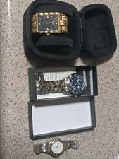 Lote de 3 relojes 1 reloj Elgin corte diamante 1 reloj Oruss y Wenger buen estado...