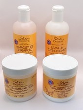 Shea Solutions Juego de Cuidado del Cabello - Champú, Estado Sin Enjuague, Rizo, Paquete Profundo de 4