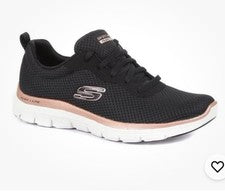 Zapatillas con cordones Skechers Flex Appeal 4.0 negras/oro rosa. Talla 7.5 ¡NUEVO!!