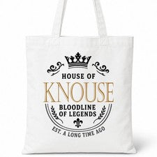 Bolso de Mano KNOUSE Family Surname House Of White Algodón