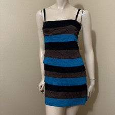 Vestido para mujer multicolor a rayas viscosa informal elástico en capas talla L solero