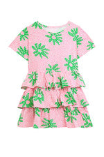 Vestido para mujer - Vestido estampado rosa verde - Mini vestido - 2XL - Jersey algodón