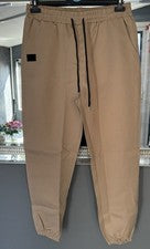 Pantalones estilo jogger de pierna con puños tostados para hombre con bolsillos y cordones talla XL