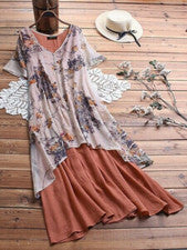 Mujer Informal Moda Vestidos Vestido de Sol Largo Playa Cuello en V Mujer Floral