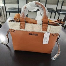 Cartera Mujer Nautica Mano/Hombro Nueva Con Etiquetas Color Equipaje/Sherpa-Marrón