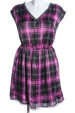 Minivestido Rainbow rosa-negro estampado a cuadros vestido de verano mujer talla 34