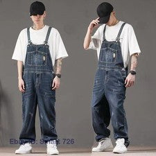 Mono de mezclilla estilo japonés para hombre Pantalones de mezclilla Pantalones con tirantes Babero Pantalones Moda