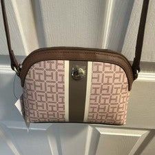 Tommy Hilfiger Bolso de Hombro Marrón Beige Logo Acento Mujer Diseñador