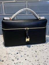 Elegante bolso de hombro con cerradura para mujer negro de moda