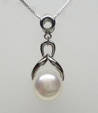 Collar colgante de perlas cultivadas de agua dulce blancas de 10 mm de plata de ley 925
