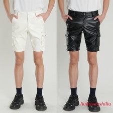 Pantalones Cortos de Cuero de Verano Para Hombre Pantalones de Cuero Elásticos Pantalones Cortos de Moda Lo último