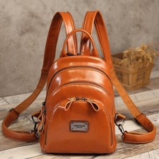 Mochila pequeña de cuero con cera de aceite para mujer de moda mini lindo bolso de hombro mochila