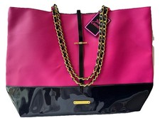 Bolso Juicy Couture Rosa y Negro Patente Cierre a Presión NUEVO Con Etiquetas