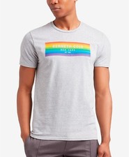 Camiseta Kenneth Cole Pride Logo Arco Iris Gris Jaspeado Talla XL Estilo #RMU8BKQ03