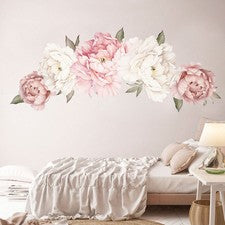 Juego de pegatinas de pared para el hogar creativas flores de peonía decoración de dormitorio impermeable