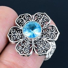 Anillo de joyería de plata esterlina 925 hecho a mano con piedras preciosas...