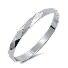 Anillo de plata de ley con corte de diamante de 2 mm - Embalaje de regalo gratuito