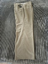 NUEVO PANTALÓN HOMBRE CAQUI MACIZO 100% ALGODÓN FUSIONE FRENTE PLANO ESTILO CHINO 34 X 32