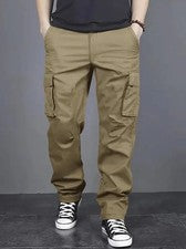 Pantalones de trabajo de varios bolsillos para hombre con cordón cintura calce suelto senderismo pesca