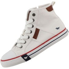 Mustang Mujer Zapatillas Altas Botín Blanco 26M0242005-white Canvas Booty