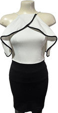 Vestido para mujer XOXO NUEVO CON ETIQUETAS NUEVO bloqueado de colores hombro frío talla XS - Oficina