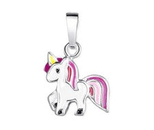 Colgante mujer niño unicornio plata 925 colgante plata con inserciones de lacado de colores