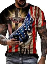 Camiseta Novedad Moda Religiosa Cruz Bandera Patrón Corto Informal Manga Camisetas