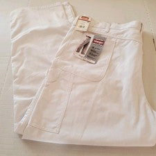 Pantalones de pintor Wrangler Workwear 42x32 blancos calce relajado nuevos con etiquetas duraderos
