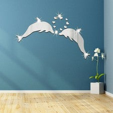 Pegatinas de pared de baño impermeables superficie espejo marino acrílico