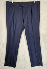 Pantalón Indochino 41x32 Azul Marino Lana Vestido Ligero Plisado Recto Yaletown 110