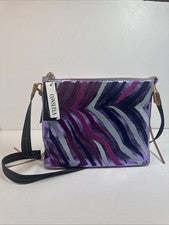 Bandolera Consuela Nueva con Etiquetas Val Downtown Púrpura Rosa Brillante Patrón Cebra Diseñador