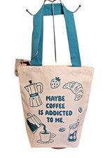 BOLSA DE MANO TEMA CAFÉ Live In Style Poliéster Fuerte - NUEVA 14" x 1 5.5"