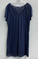 Nuevo con etiquetas Vestido SoSik Tejido Para Mujer Plus 3X Azul Marino Manga Corta Crochet Borde Boho Verano