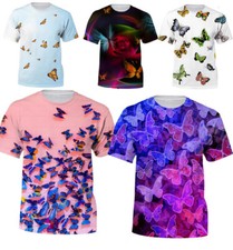 2021 Mujer/Hombre Verano Nueva Moda Mariposa Impresión 3D Camiseta Top Informal