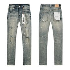 Nuevo Jeans Ajustados Marca Púrpura Moda Hombre Tinta Salpicadura (ENVÍO RÁPIDO)